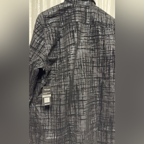 Fried Denim Black metallic pattern button up long sleeve shirt. - Picture 6 of 8